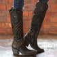 Abbott - Elegant boots with metal studs and solid heel