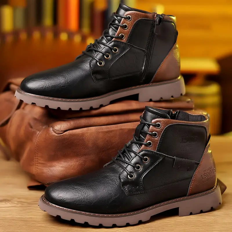 Airborne elegance: Zipped leather boots